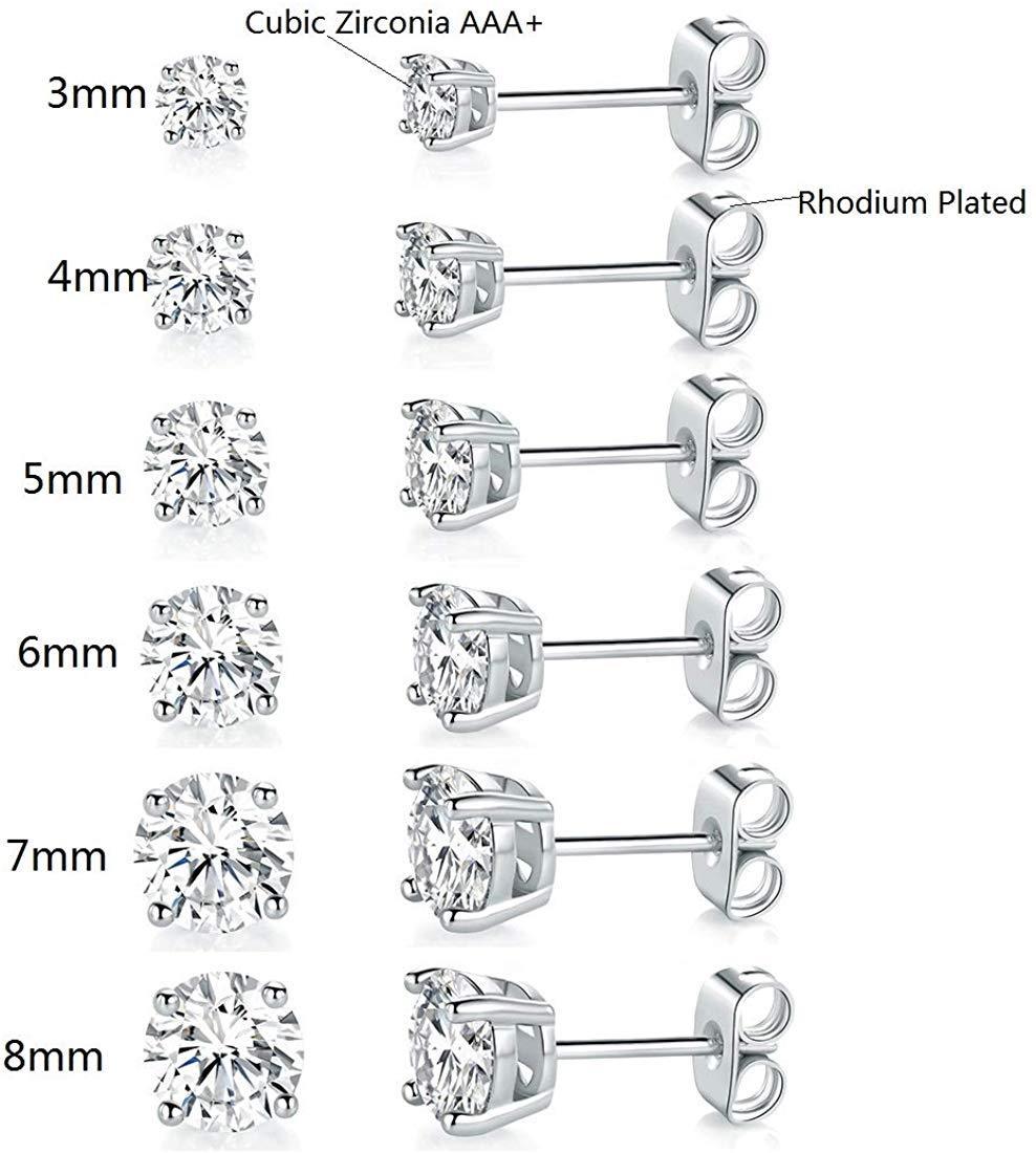 5 Pack Set of 4 Prong Stud Earrings featuring Italian design, 18K gold plating, and embellished with Austrian crystals.