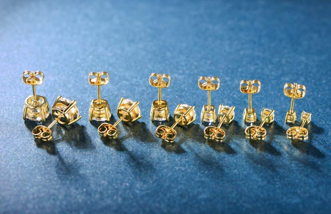 5 Pack Set of 4 Prong Stud Earrings featuring Italian design, 18K gold plating, and embellished with Austrian crystals.