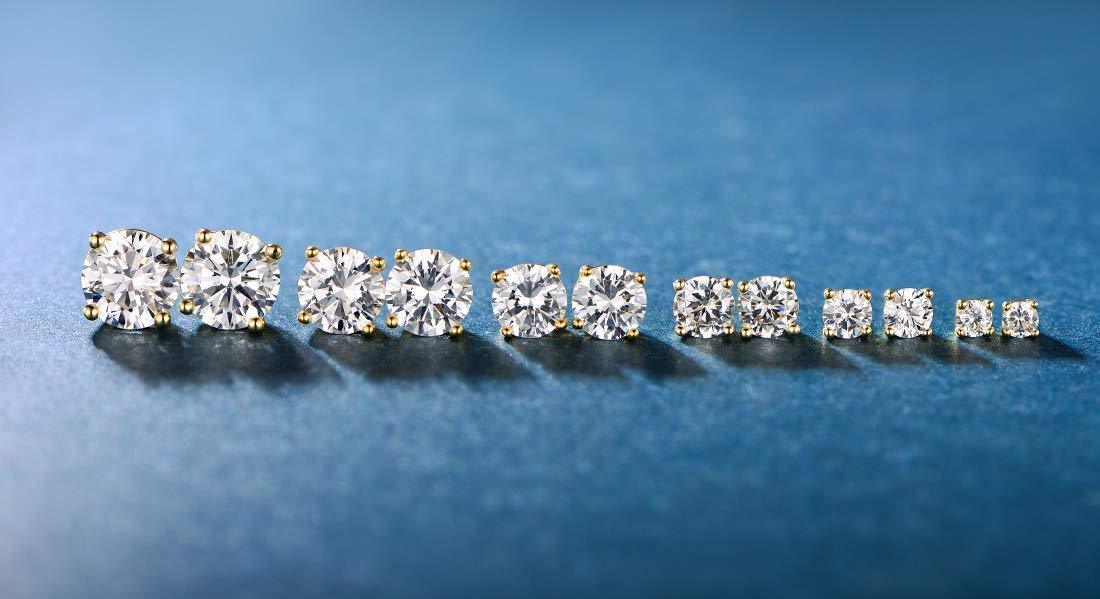 5 Pack Set of 4 Prong Stud Earrings featuring Italian design, 18K gold plating, and embellished with Austrian crystals.