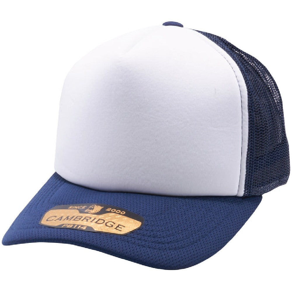 A pack of 6 stylish 5 Panel Foam Trucker Hats in various colors, featuring a mid-profile design and curved visor.