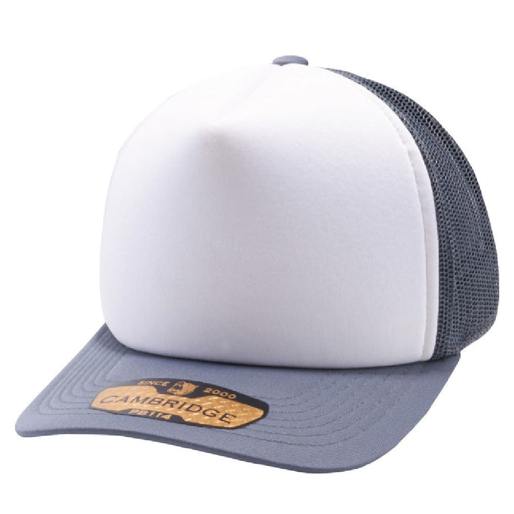 A pack of 6 stylish 5 Panel Foam Trucker Hats in various colors, featuring a mid-profile design and curved visor.