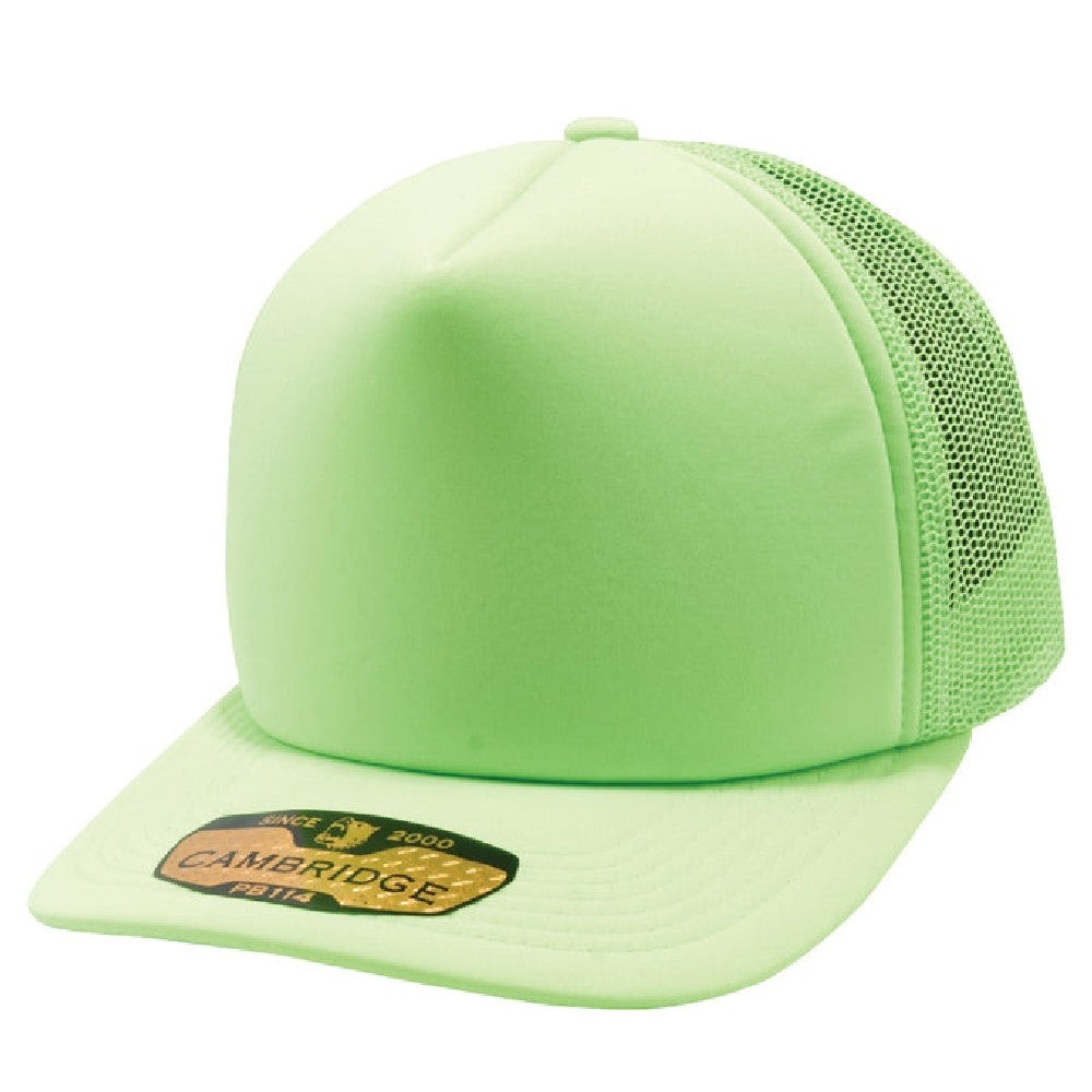 A pack of 6 stylish 5 Panel Foam Trucker Hats in various colors, featuring a mid-profile design and curved visor.