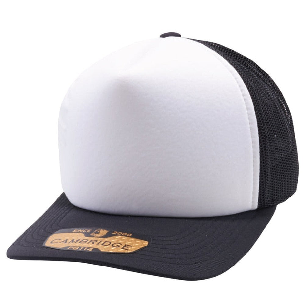 A pack of 6 stylish 5 Panel Foam Trucker Hats in various colors, featuring a mid-profile design and curved visor.