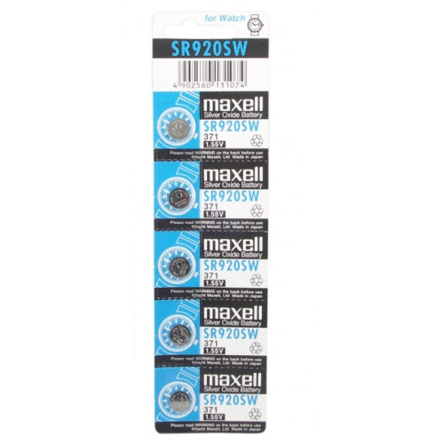 Five SR920SW batteries for watches, packaged neatly for easy storage and use.