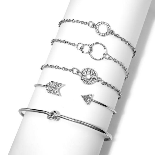 5 Piece Pav'e Loveknot Bracelet Silver Set featuring elegant silver plating and sparkling white crystal pav'e.