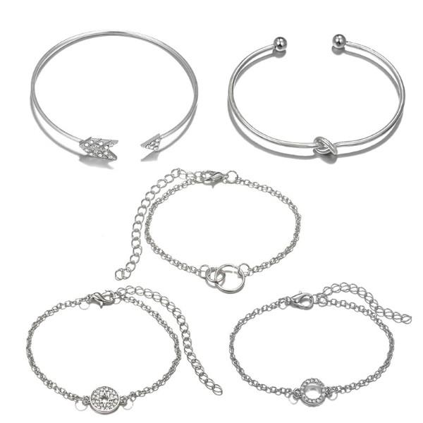 5 Piece Pav'e Loveknot Bracelet Silver Set featuring elegant silver plating and sparkling white crystal pav'e.