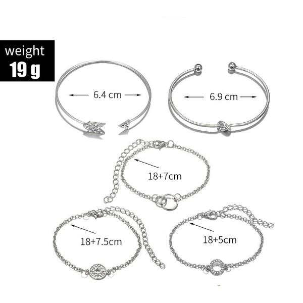 5 Piece Pav'e Loveknot Bracelet Silver Set featuring elegant silver plating and sparkling white crystal pav'e.