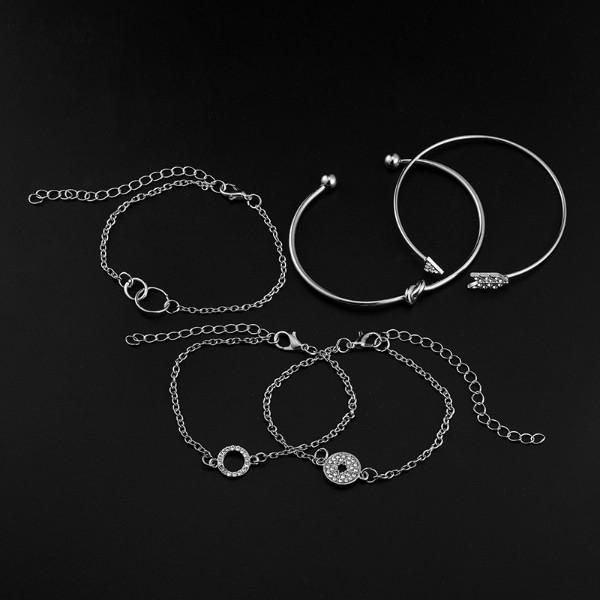 5 Piece Pav'e Loveknot Bracelet Silver Set featuring elegant silver plating and sparkling white crystal pav'e.