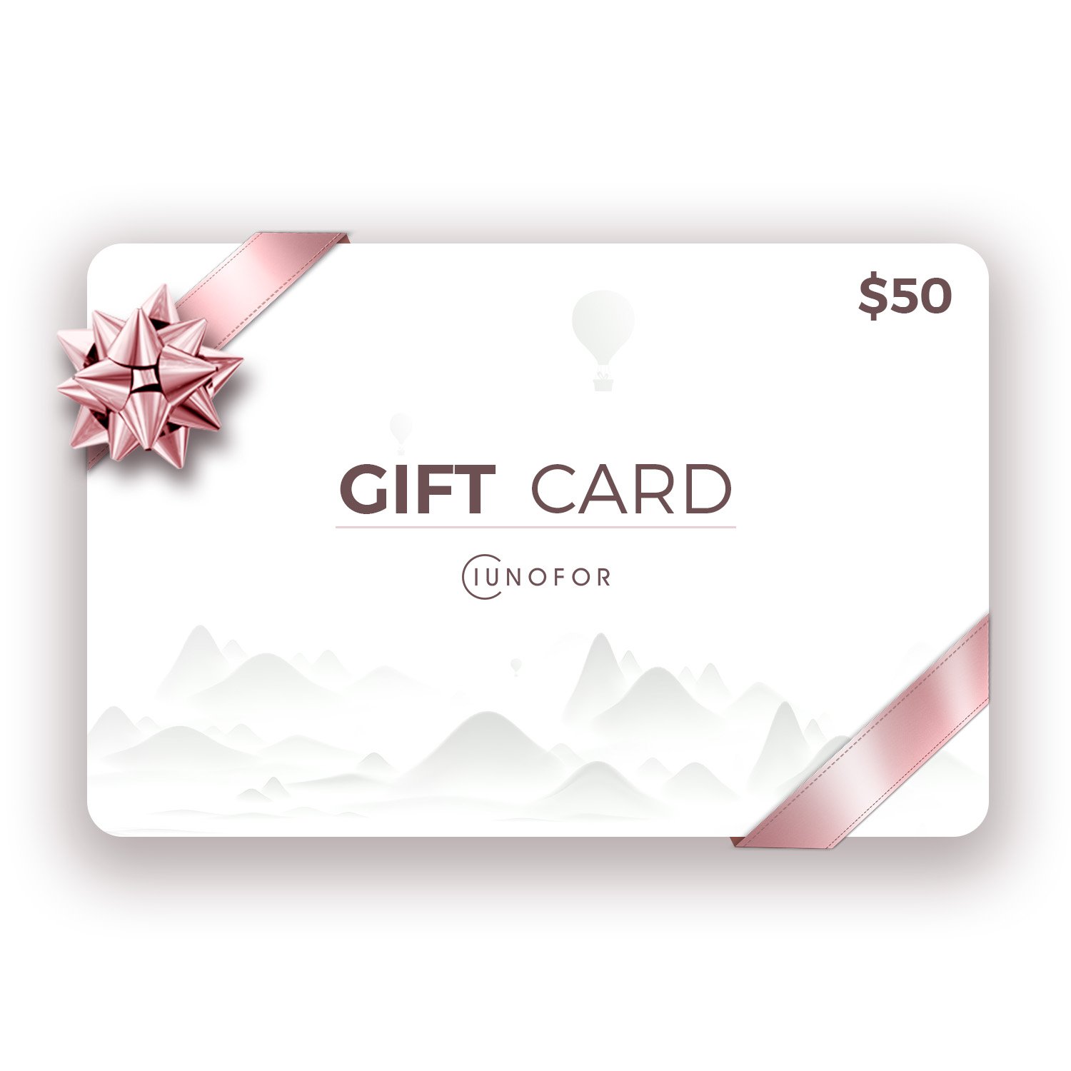 A $50 CIUNOFOR Gift Card displayed on a stylish background, perfect for gifting to jewelry lovers.