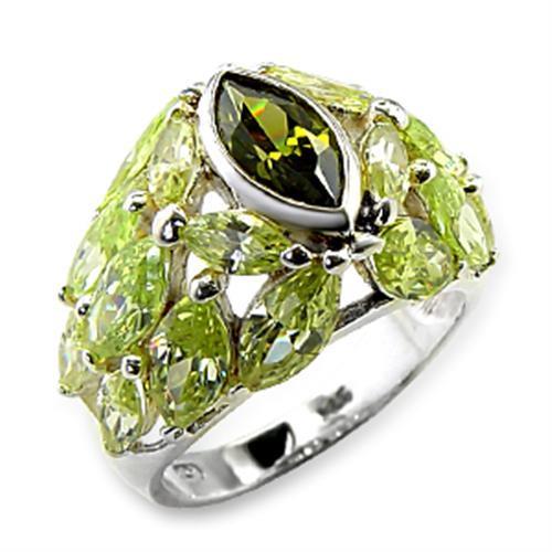 High-polished 925 sterling silver ring featuring a multi-color AAA grade CZ center stone, elegantly designed for any occasion.