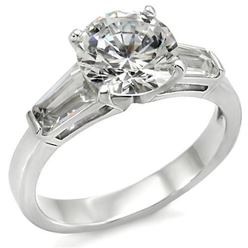 High-Polished 925 Sterling Silver Ring featuring a clear AAA Grade CZ stone, showcasing its elegant design and shine.