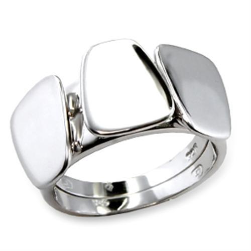 A sleek rhodium-finished brass ring with a minimalist design, showcasing its elegant shine and smooth surface.