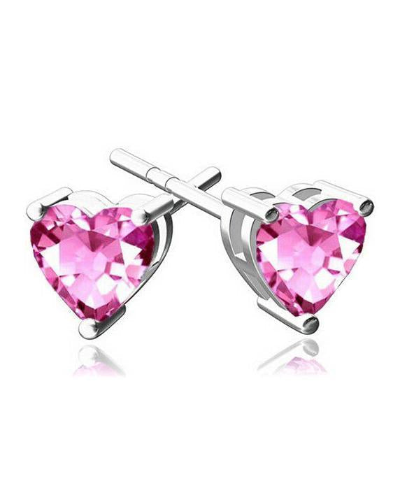 Elegant 6mm heart stud earrings featuring sparkling Austrian crystals set in 18K white gold, showcasing a luxurious and timeless design.