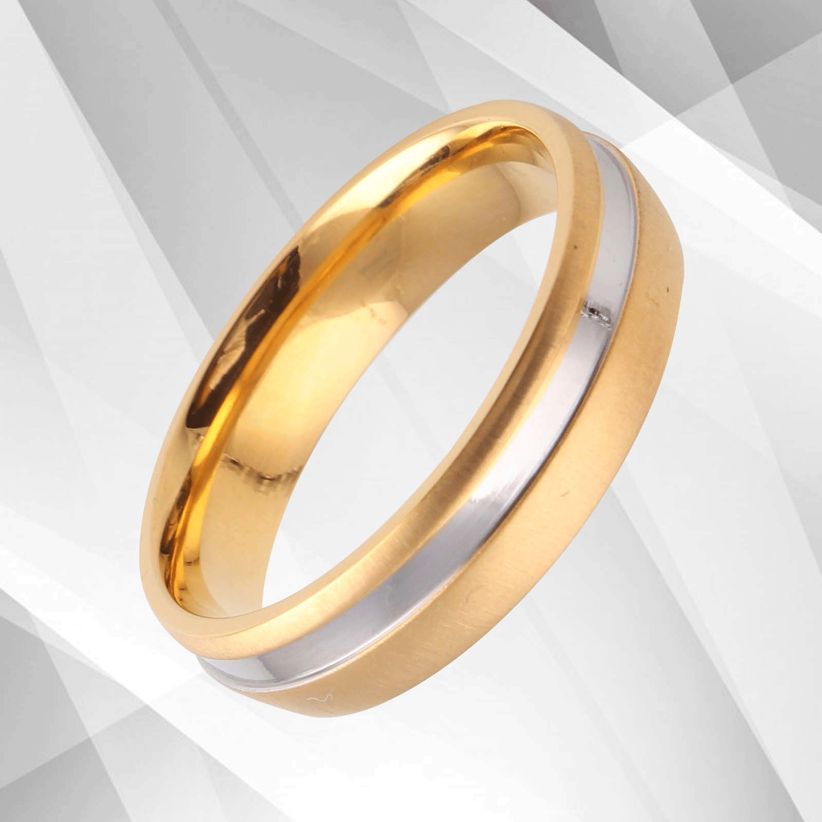 6mm Men's Titanium Engagement Wedding Anniversary Band Ring with 18Ct gold finish, showcasing a sparkling design and comfort fit.