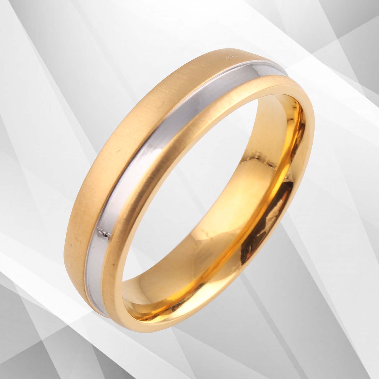 6mm Men's Titanium Engagement Wedding Anniversary Band Ring with 18Ct gold finish, showcasing a sparkling design and comfort fit.