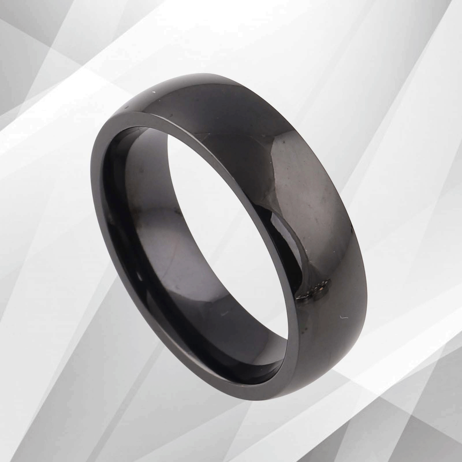 6mm Wide Tungsten Carbide Band Sparkling Black Ring, showcasing its elegant design and luxurious finish.