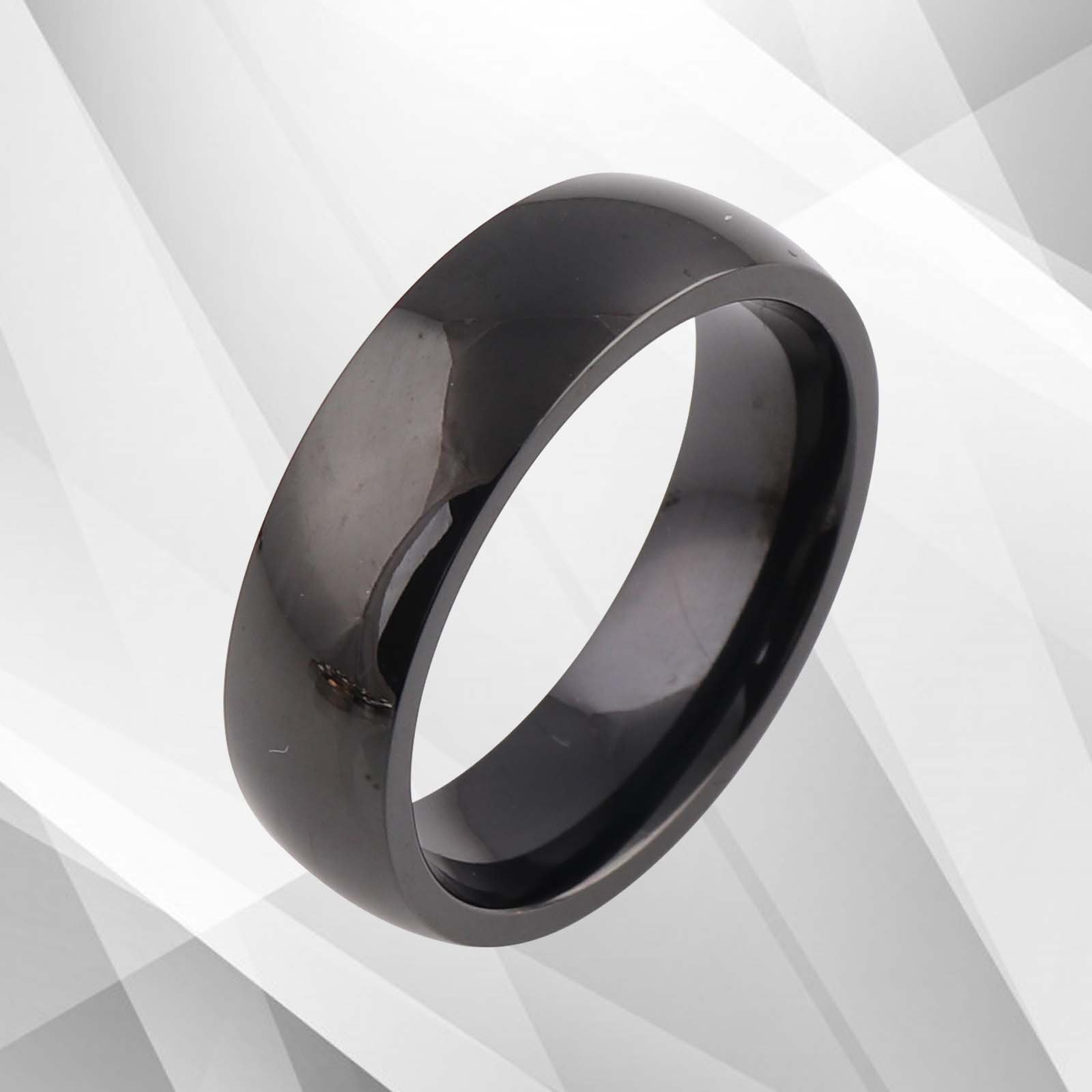 6mm Wide Tungsten Carbide Band Sparkling Black Ring, showcasing its elegant design and luxurious finish.