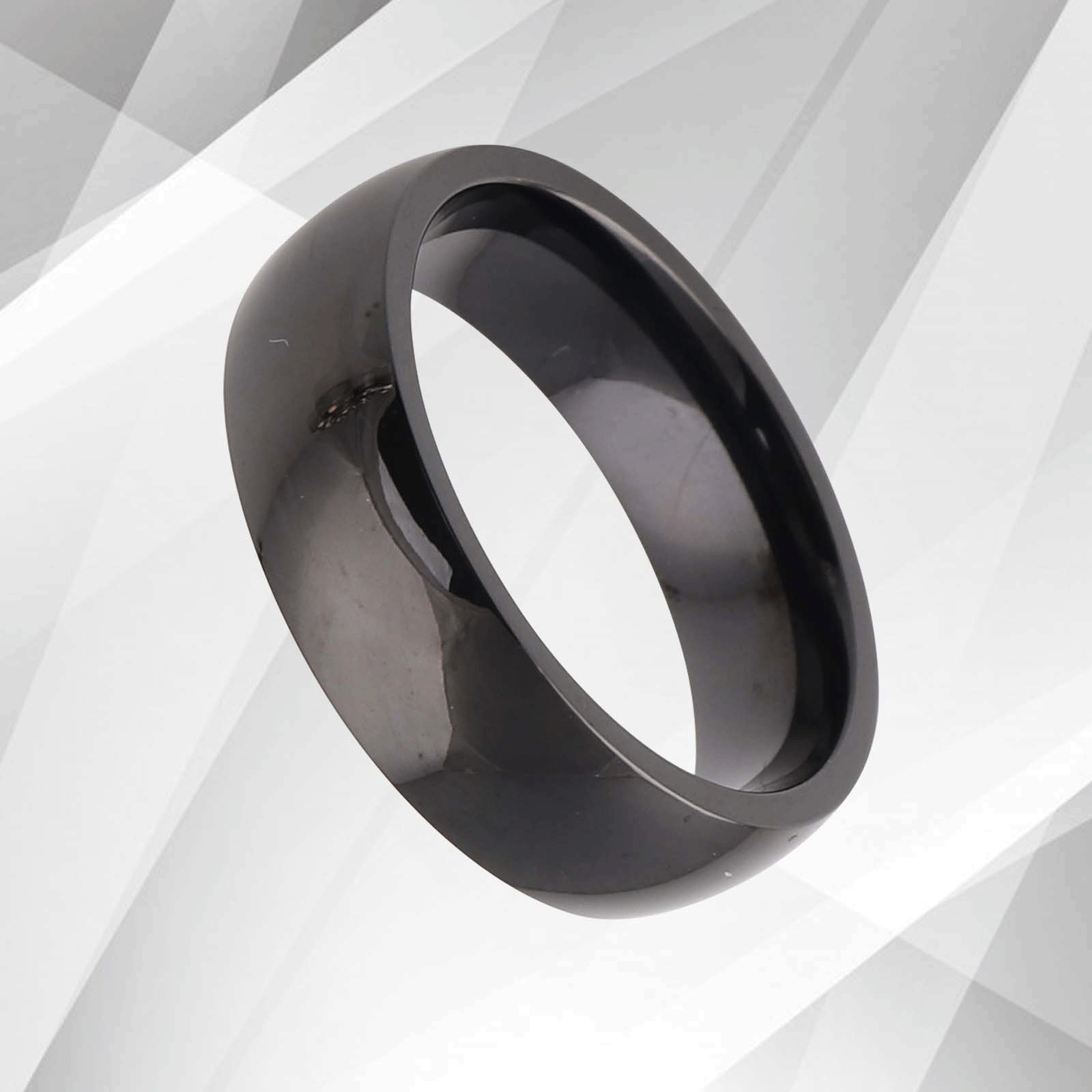 6mm Wide Tungsten Carbide Band Sparkling Black Ring, showcasing its elegant design and luxurious finish.