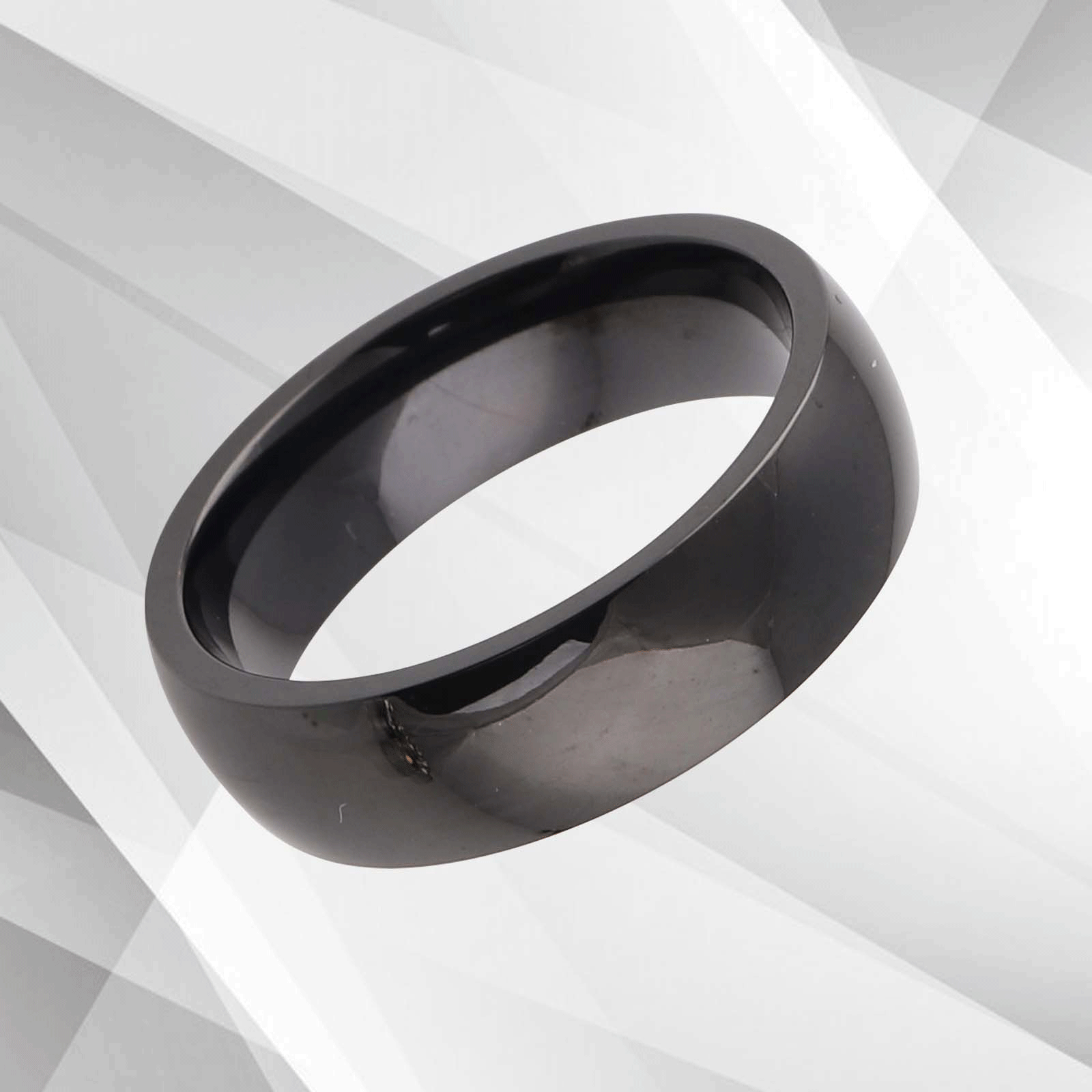 6mm Wide Tungsten Carbide Band Sparkling Black Ring, showcasing its elegant design and luxurious finish.