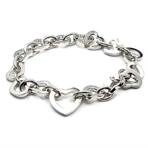 6X491 Rhodium Brass Bracelet with a sleek, minimalist design, showcasing its shiny finish and lightweight structure.