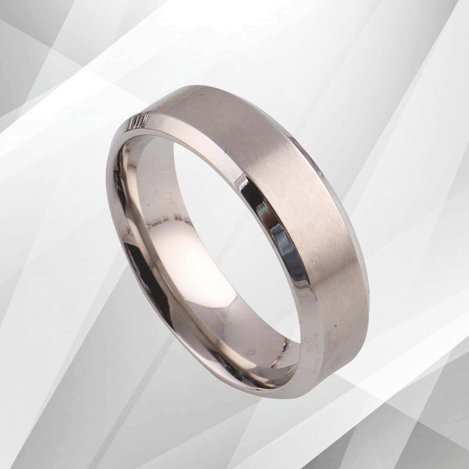 7mm wide men's tungsten wedding engagement ring with 18Ct white gold finish, featuring a matte and sparkling design.