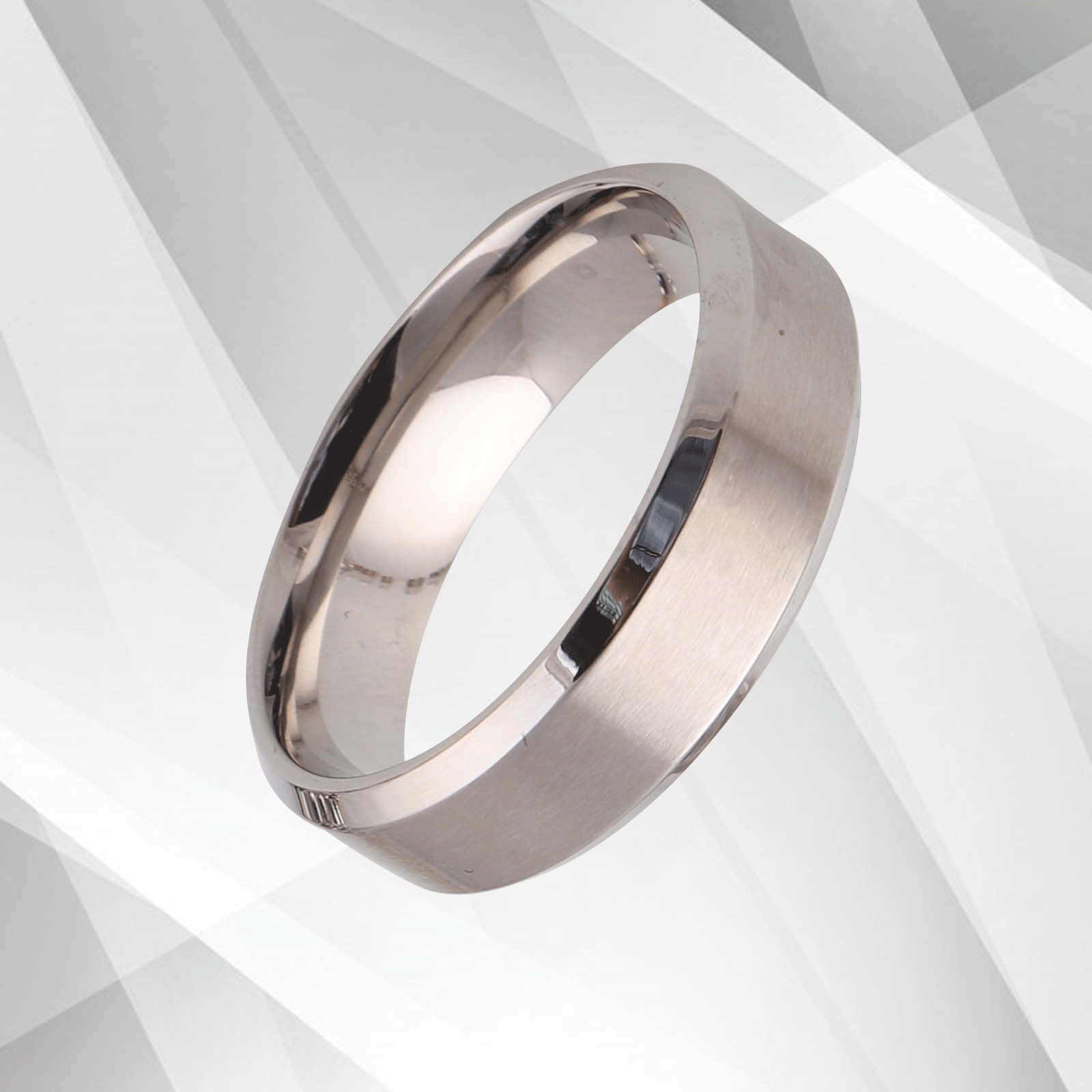 7mm wide men's tungsten wedding engagement ring with 18Ct white gold finish, featuring a matte and sparkling design.