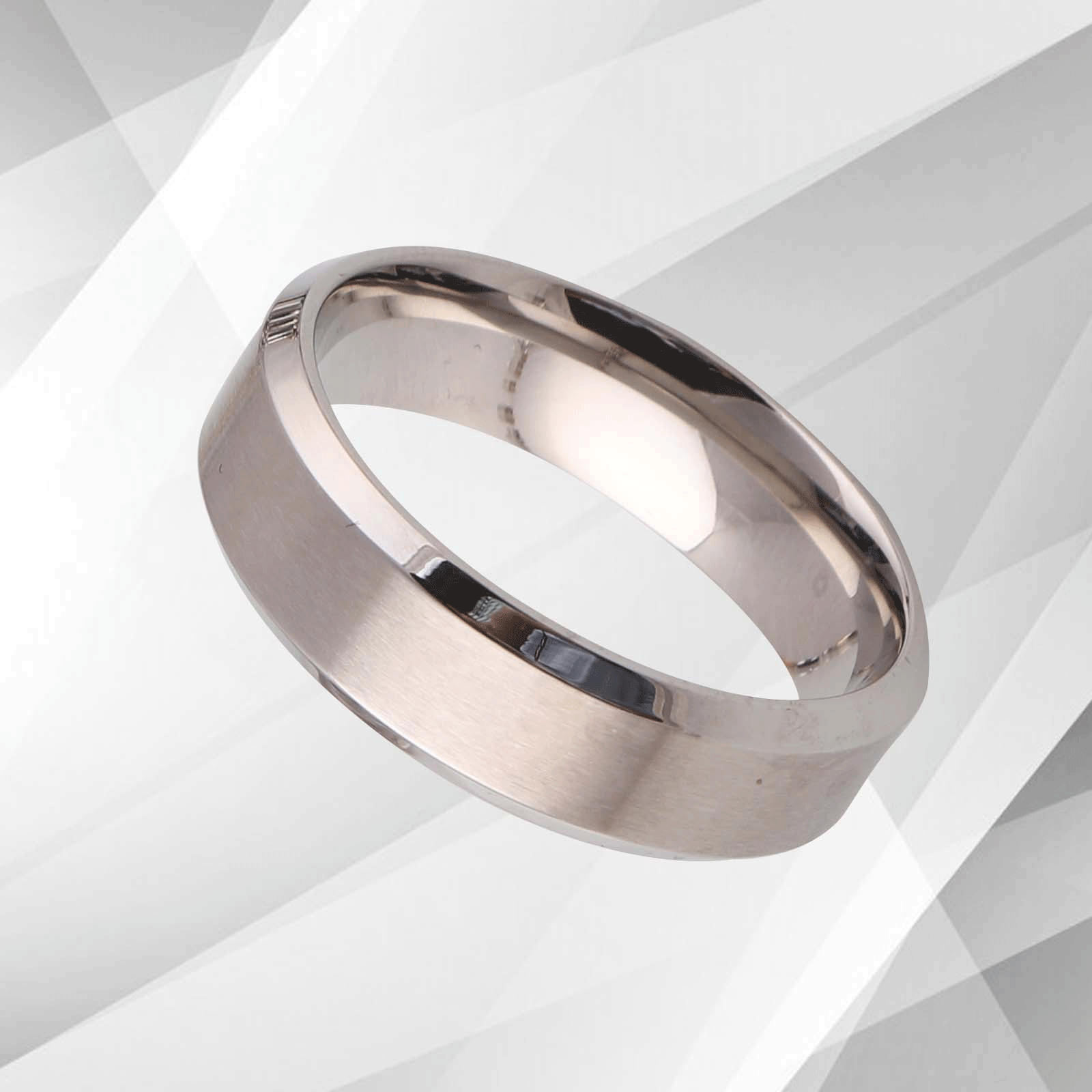 7mm wide men's tungsten wedding engagement ring with 18Ct white gold finish, featuring a matte and sparkling design.