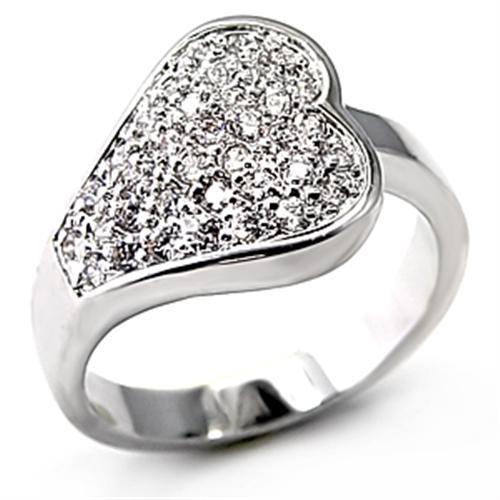 7X106 Rhodium Brass Ring featuring a clear AAA Grade CZ stone, showcasing its elegant design and luxurious finish.