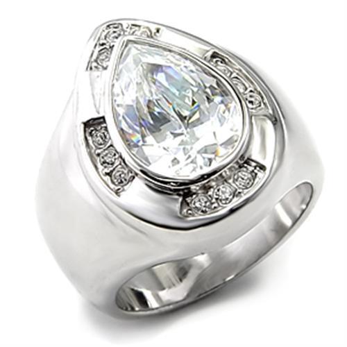 Elegant Rhodium 925 Sterling Silver Ring featuring a clear AAA Grade CZ stone, showcasing its brilliance and craftsmanship.