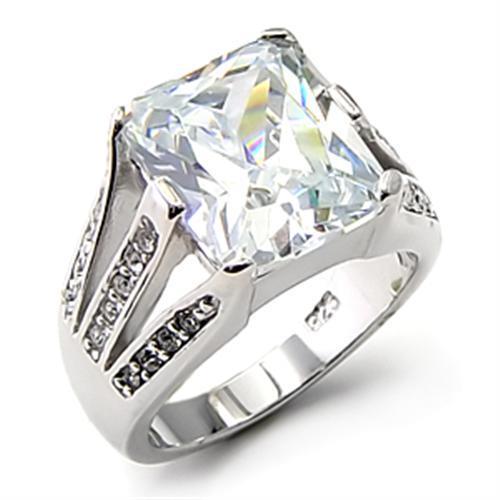 7X291 Rhodium 925 Sterling Silver Ring featuring AAA Grade clear CZ stones, showcasing its elegant design and shine.