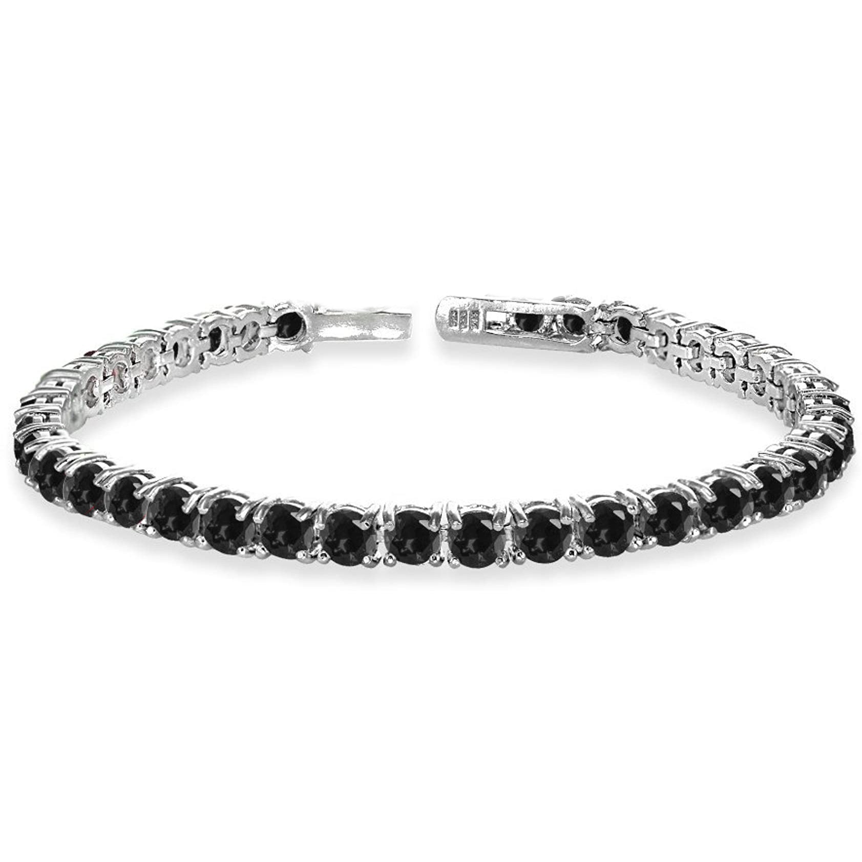 Elegant 8.00 Cttw Genuine Amethyst Crystal Tennis Bracelet in 18K White Gold, featuring round crystals and a comfort fit design.