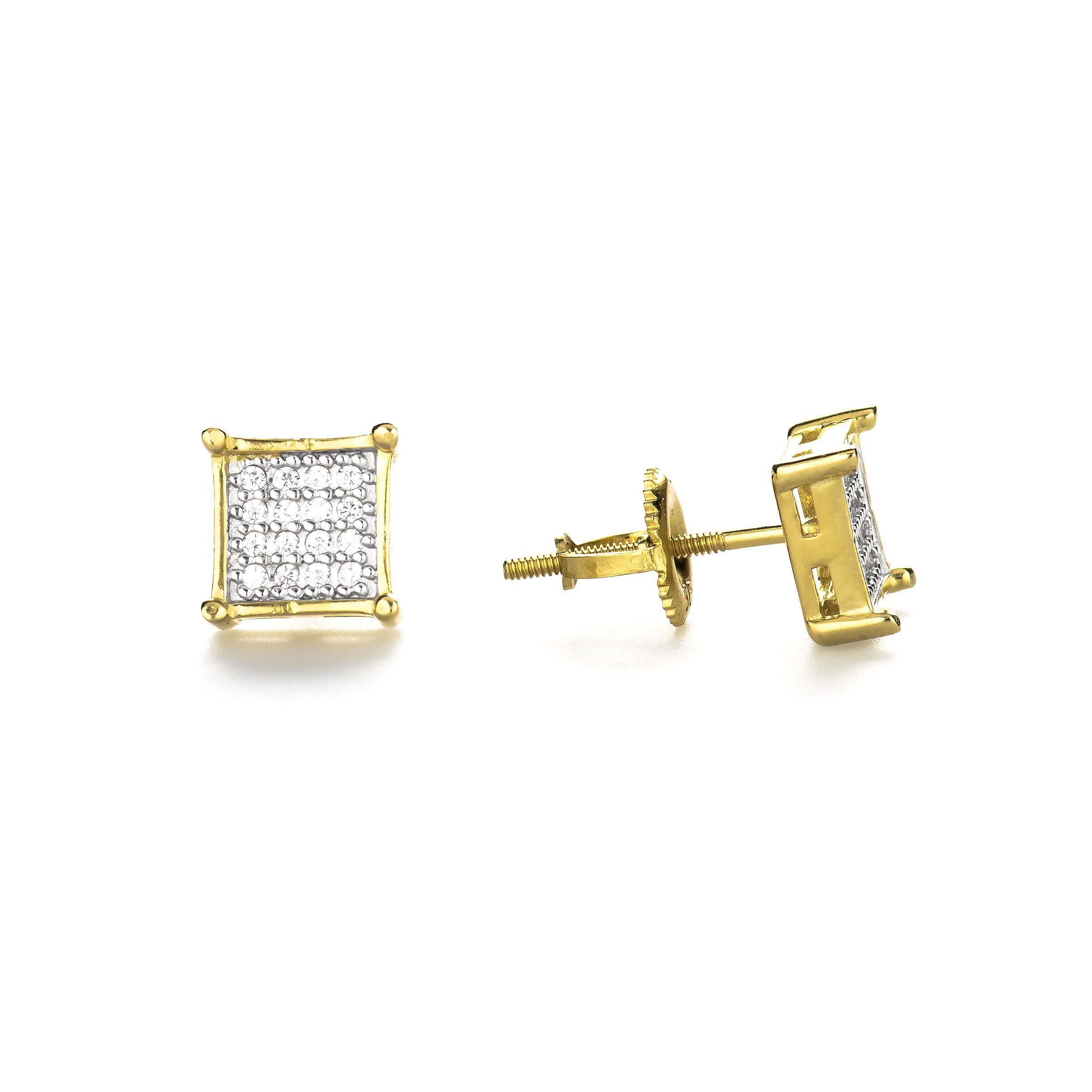 A pair of elegant 925 sterling silver square cluster earrings, showcasing a modern design with a polished finish.