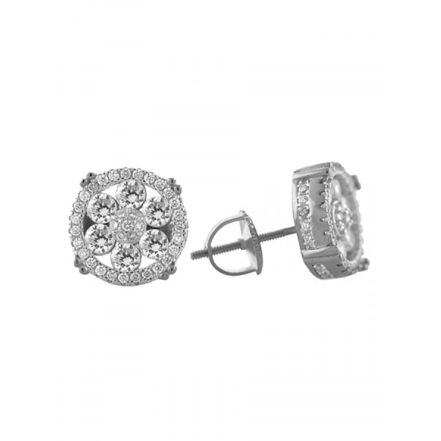 A pair of elegant 925 sterling silver screw back earrings, showcasing their shiny finish and secure design.