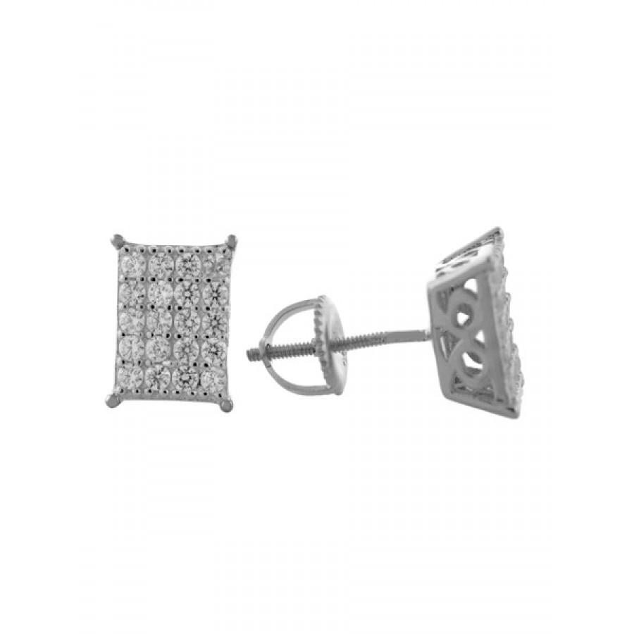 A pair of elegant 925 sterling silver screw back earrings, showcasing their shiny finish and secure design.