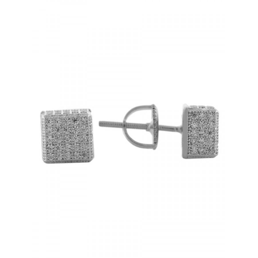 A pair of elegant 925 sterling silver screw back earrings, showcasing their shiny finish and secure design.