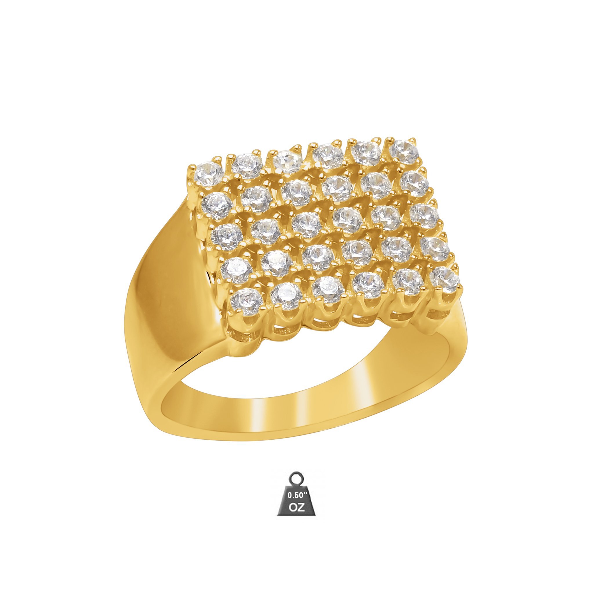 A stunning 925 men’s gold ring made of pure silver, featuring a micropave CZ prong set design that sparkles beautifully.