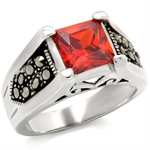 Antique tone 925 sterling silver ring featuring an AAA grade CZ center stone in garnet color, showcasing intricate craftsmanship.