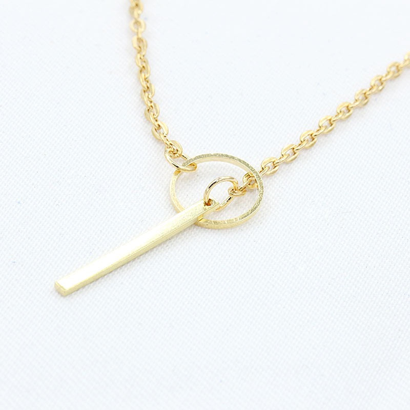 A stylish Adjustable Circle Stick Necklace made of alloy, featuring a modern circle stick design, adjustable length, and lightweight construction.