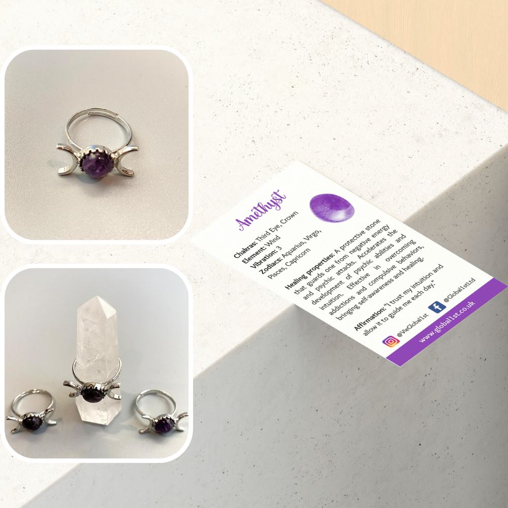 Adjustable ring featuring a 0.5cm gemstone, showcasing its unique design and craftsmanship.