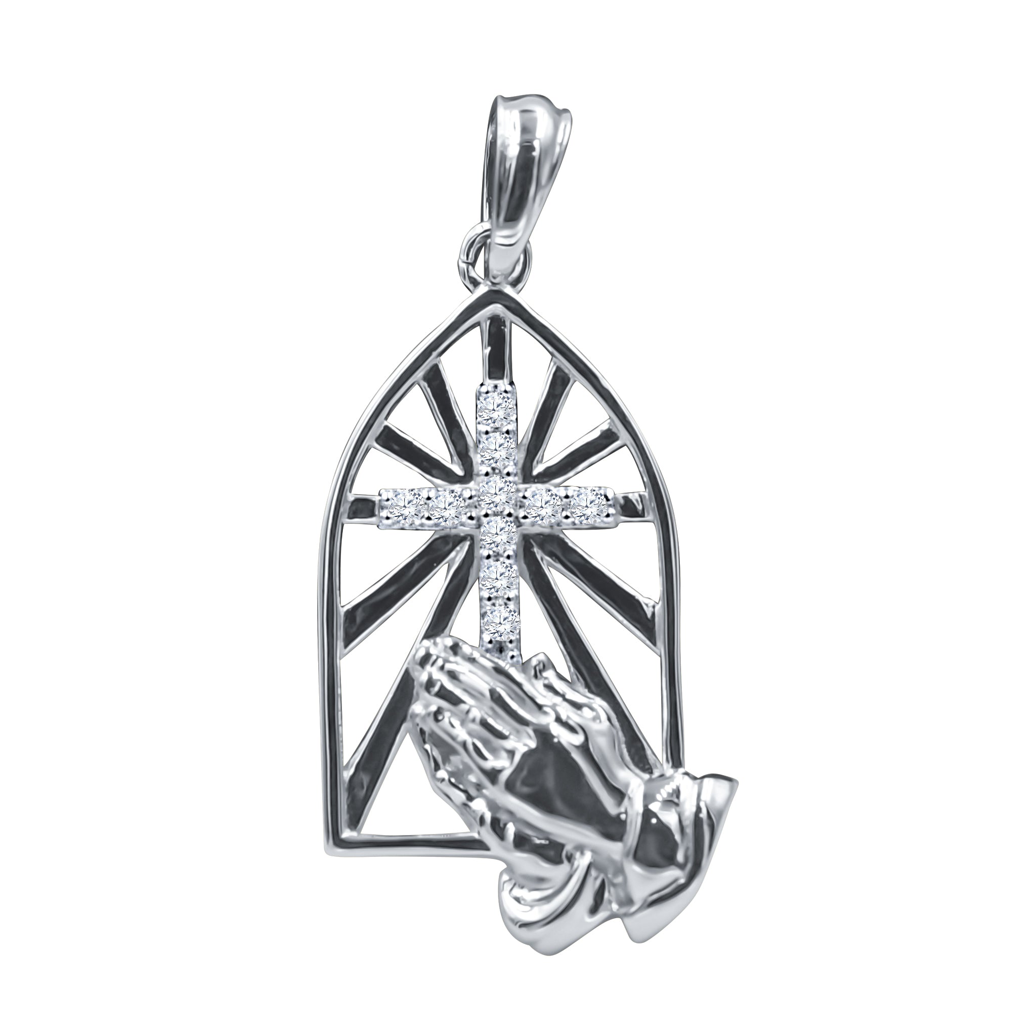 AETERNUS Sterling Silver Pendant featuring a cross and cubic zircon stones, symbolizing faith and devotion.