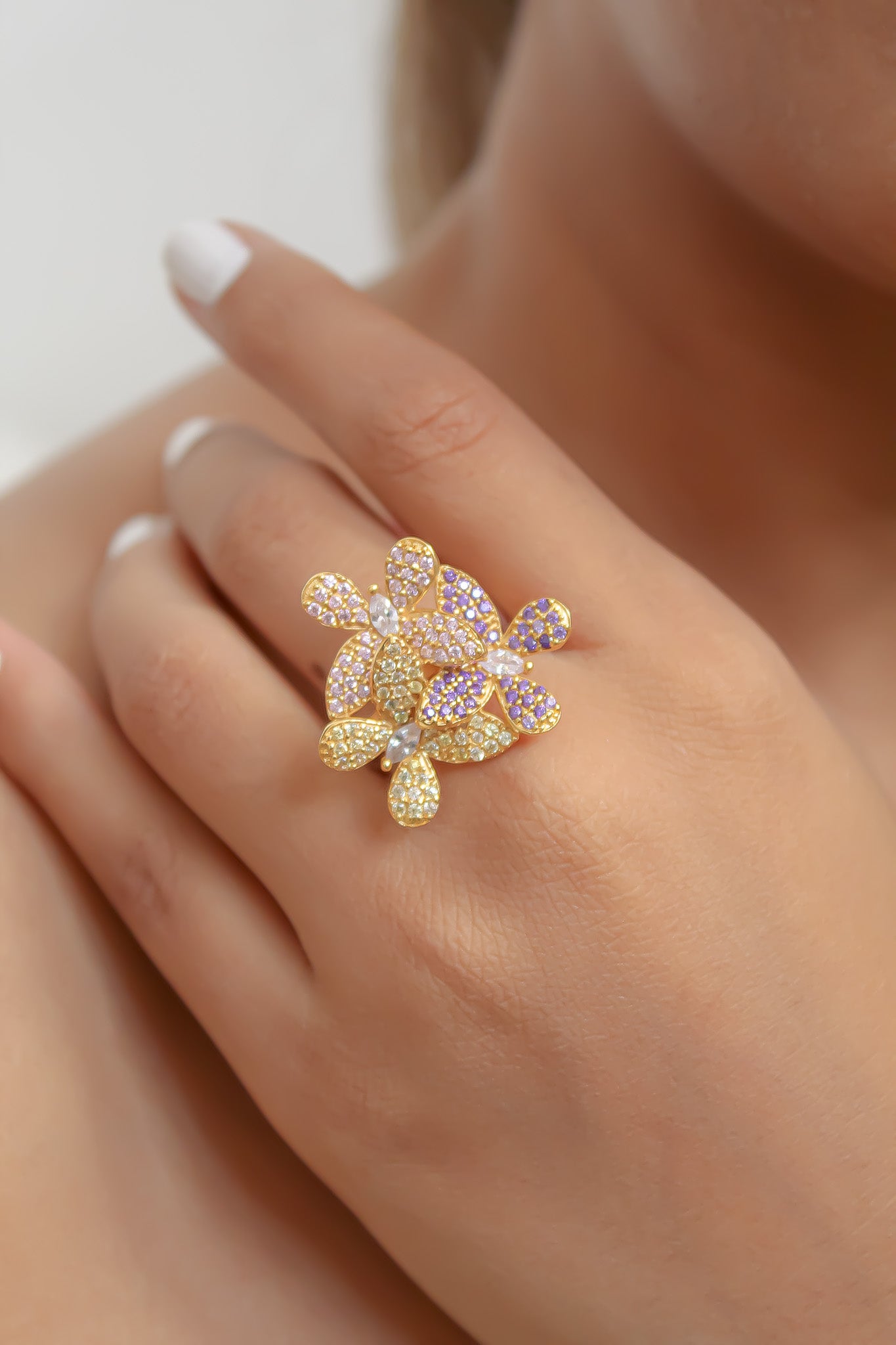 Elegant African Butterfly Ring in 18K gold or silver plating, adorned with sparkling zirconia stones, showcasing a butterfly-inspired design.