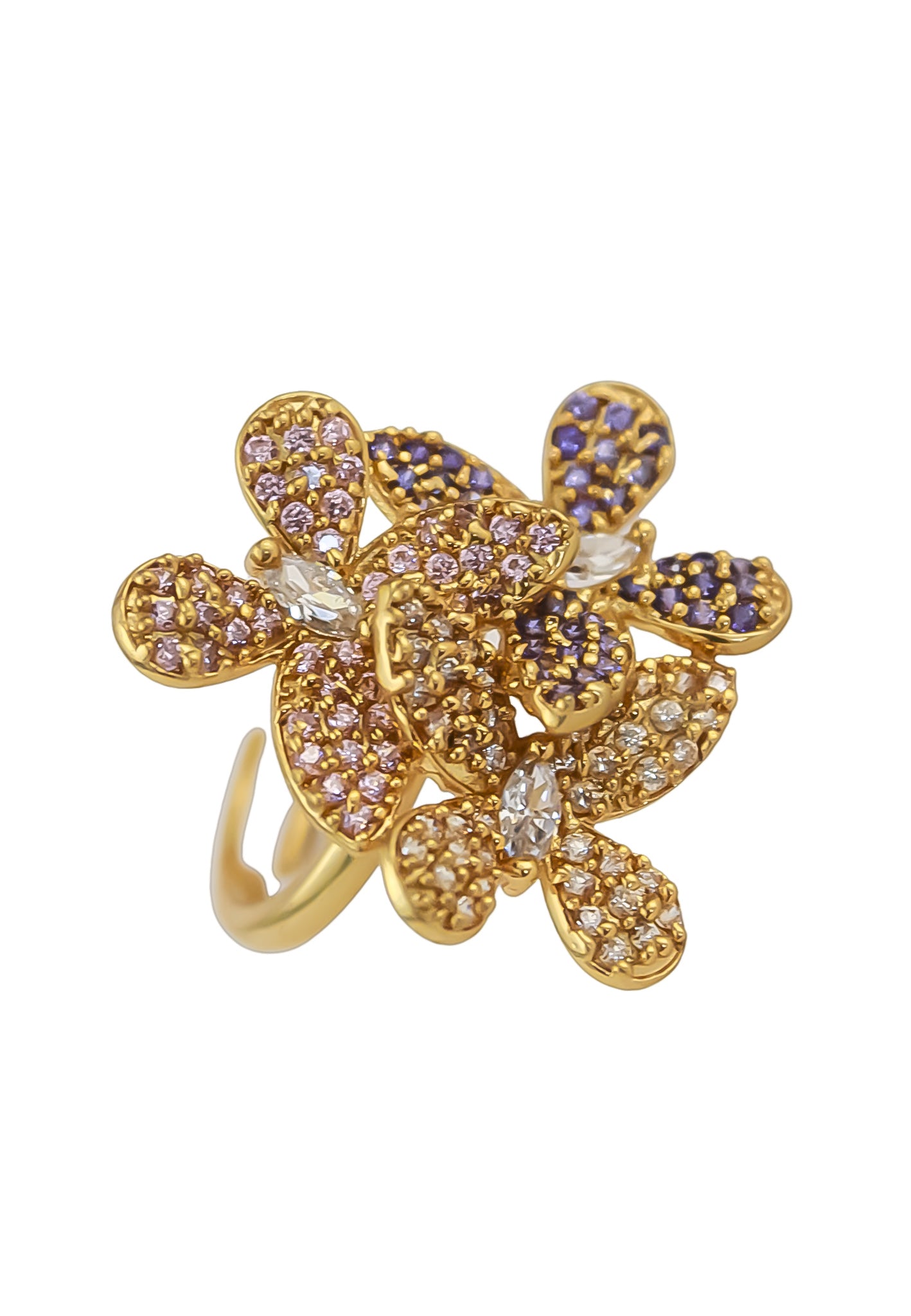 Elegant African Butterfly Ring in 18K gold or silver plating, adorned with sparkling zirconia stones, showcasing a butterfly-inspired design.