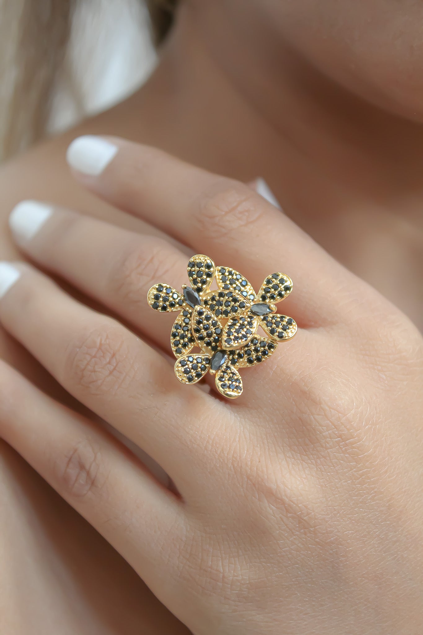 Elegant African Butterfly Ring in 18K gold or silver plating, adorned with sparkling zirconia stones, showcasing a butterfly-inspired design.