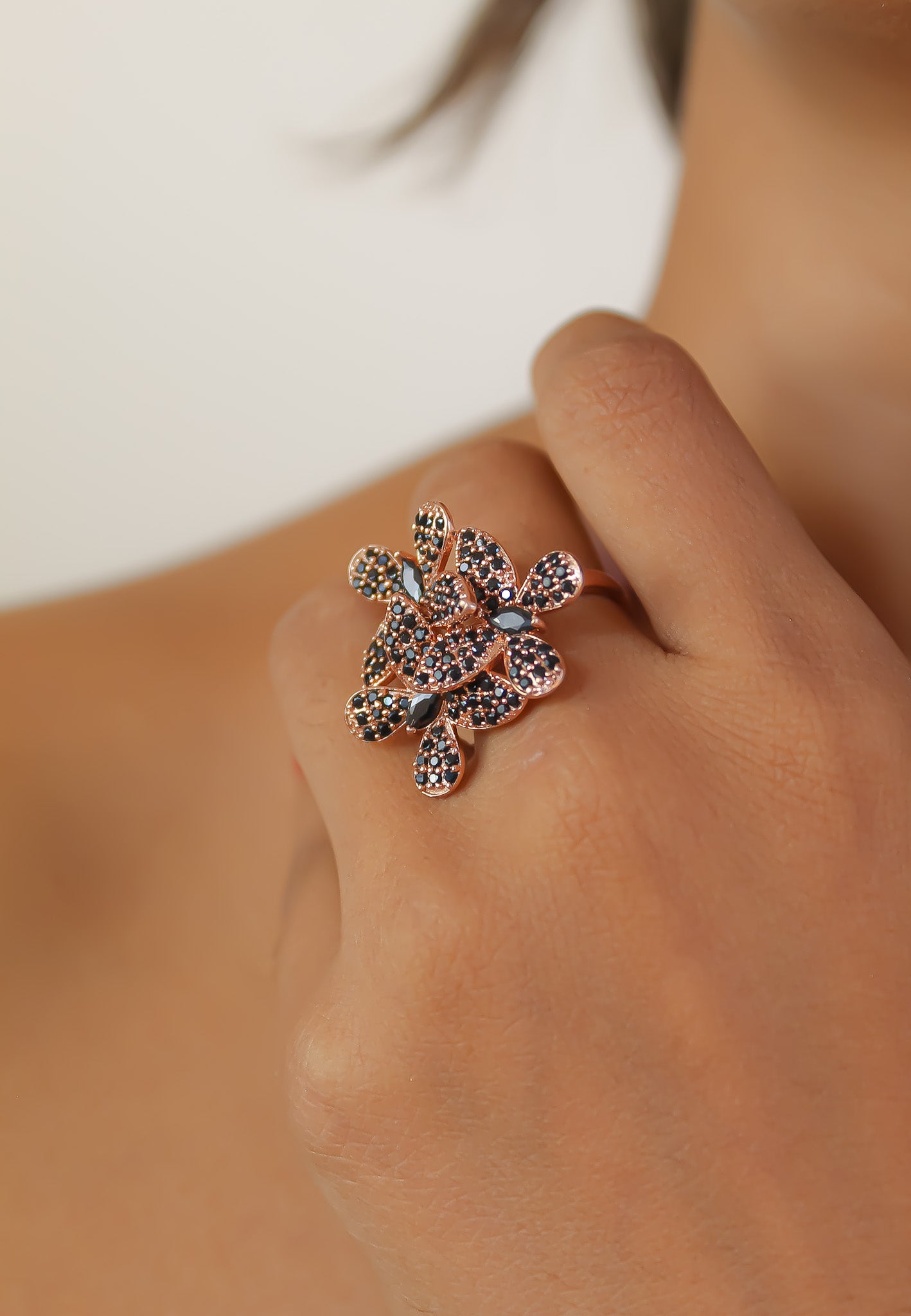 Elegant African Butterfly Ring in 18K gold or silver plating, adorned with sparkling zirconia stones, showcasing a butterfly-inspired design.