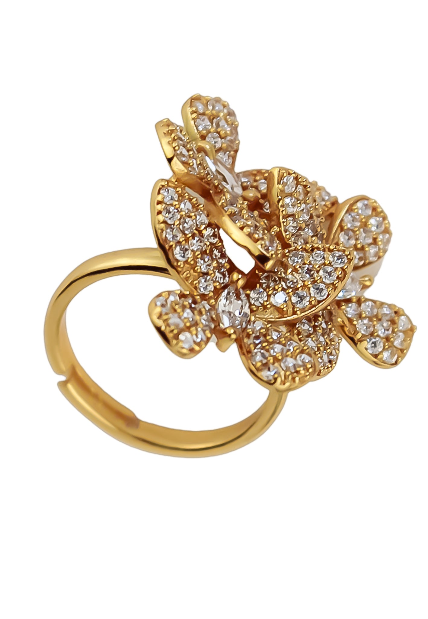 Elegant African Butterfly Ring in 18K gold or silver plating, adorned with sparkling zirconia stones, showcasing a butterfly-inspired design.