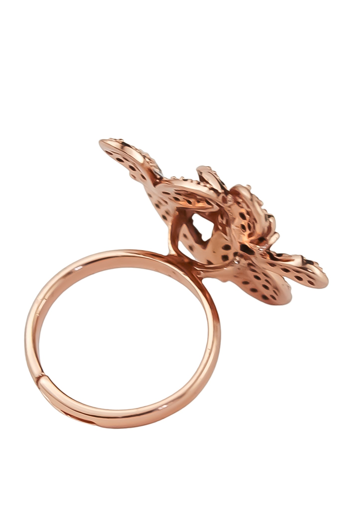 Elegant African Butterfly Ring in 18K gold or silver plating, adorned with sparkling zirconia stones, showcasing a butterfly-inspired design.