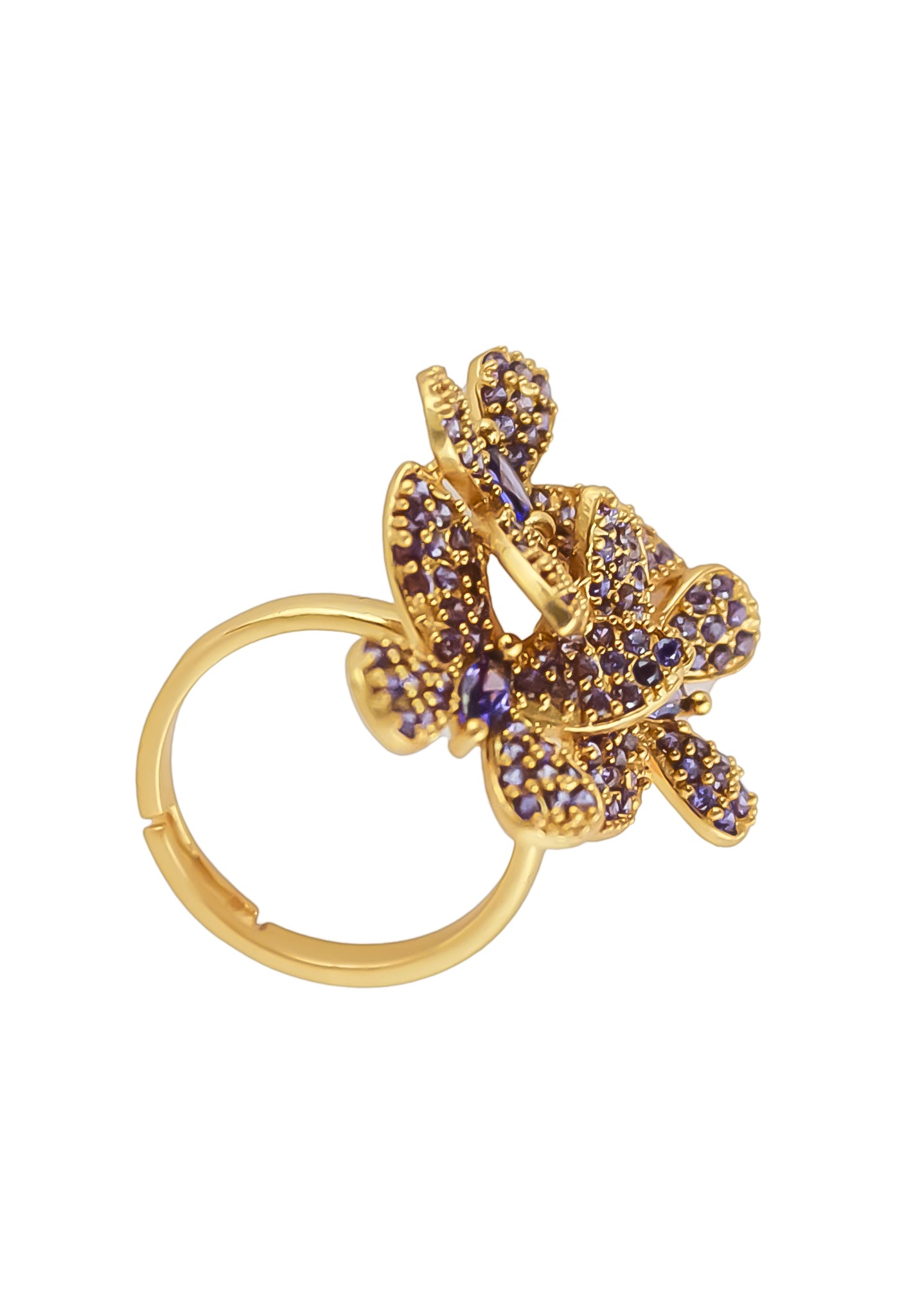 Elegant African Butterfly Ring in 18K gold or silver plating, adorned with sparkling zirconia stones, showcasing a butterfly-inspired design.