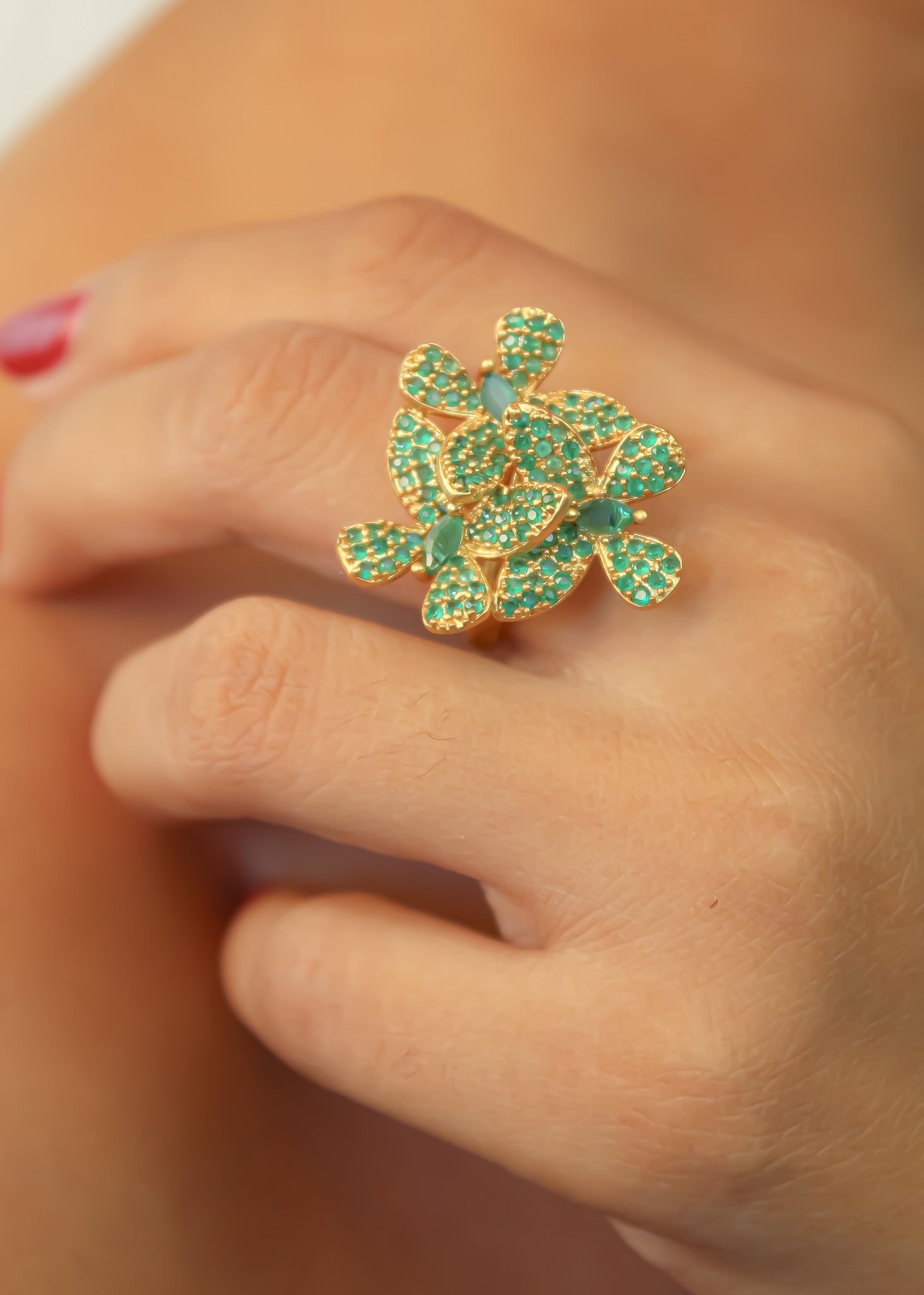 Elegant African Butterfly Ring in 18K gold or silver plating, adorned with sparkling zirconia stones, showcasing a butterfly-inspired design.