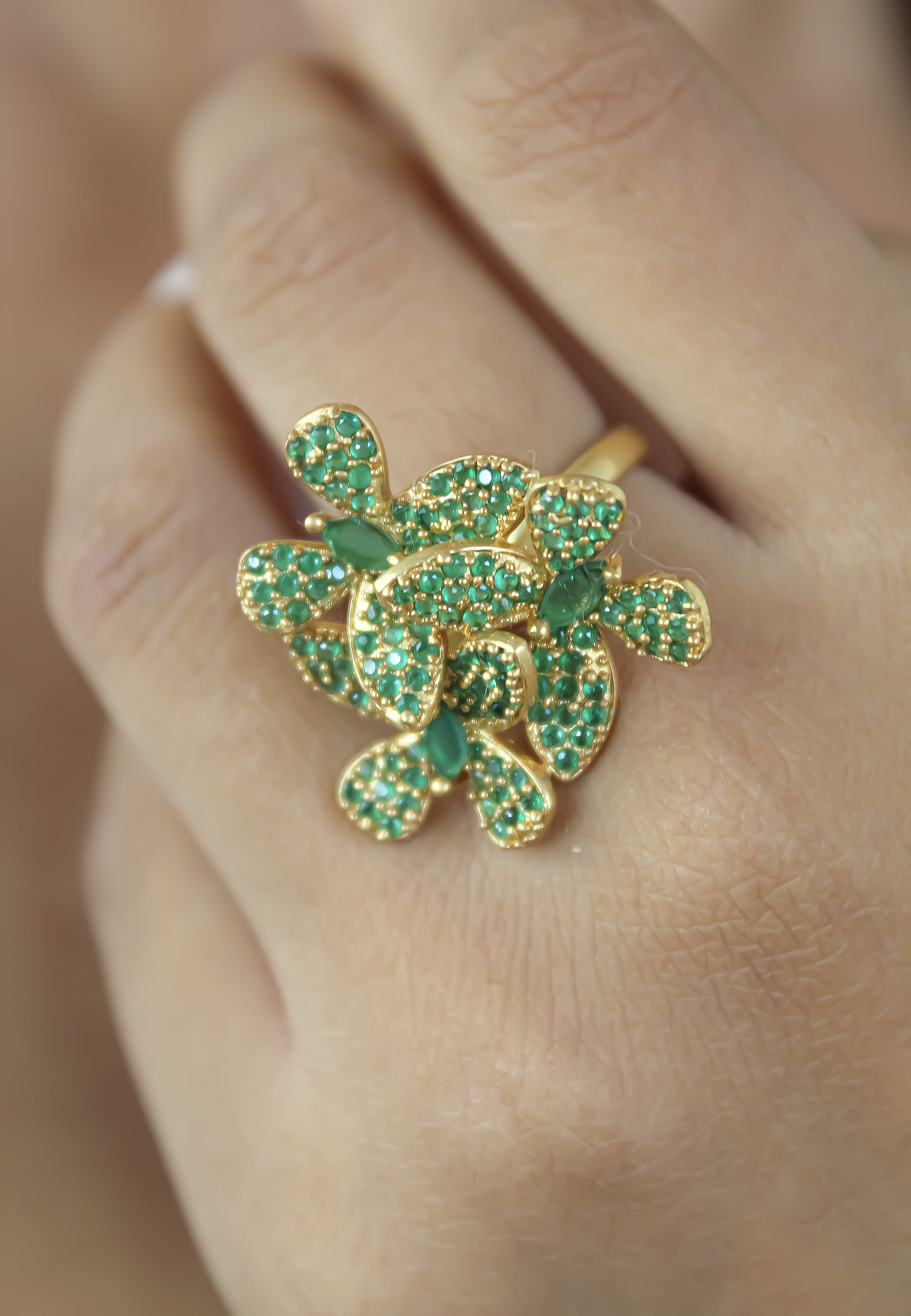 Elegant African Butterfly Ring in 18K gold or silver plating, adorned with sparkling zirconia stones, showcasing a butterfly-inspired design.