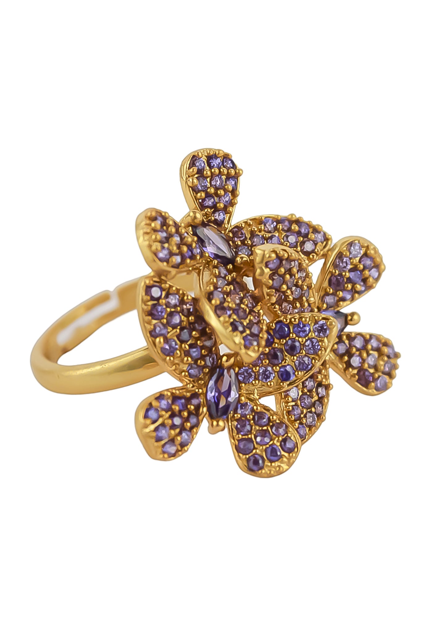 Elegant African Butterfly Ring in 18K gold or silver plating, adorned with sparkling zirconia stones, showcasing a butterfly-inspired design.